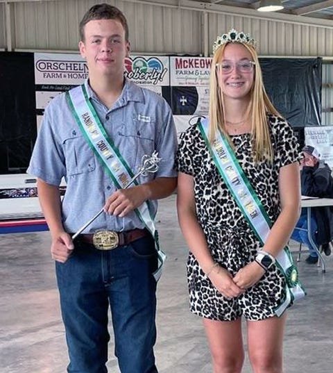 Jason McKeown and Avery Wiegand are named the 2021 Randolph County Fair 4-H King and Queen as a result of its competition held Monday, July 12 at the Riley Pavilion in Rothwell Park. McKeown is a member of the Magic City Clovers and Wiegand is a member of the Neighborly Community club.