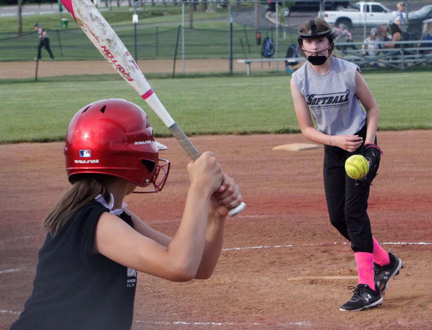 Maylee Rosenfelder of Centralia girls age 10U softball team delivers a pitch Monday, June 7, during a Moberly Parks and Recreation Department summer rec league game played at the Howard Hils Athletic Complex. Final game scores and team records are not kept in this rec league.