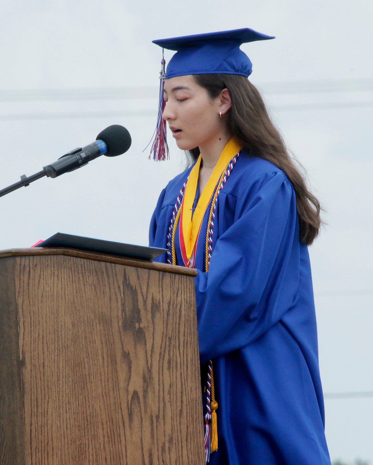 Moberly Class of 2021 Valedictorian Cheyenne Lea gives her speech during the graduation ceremony held May 23.