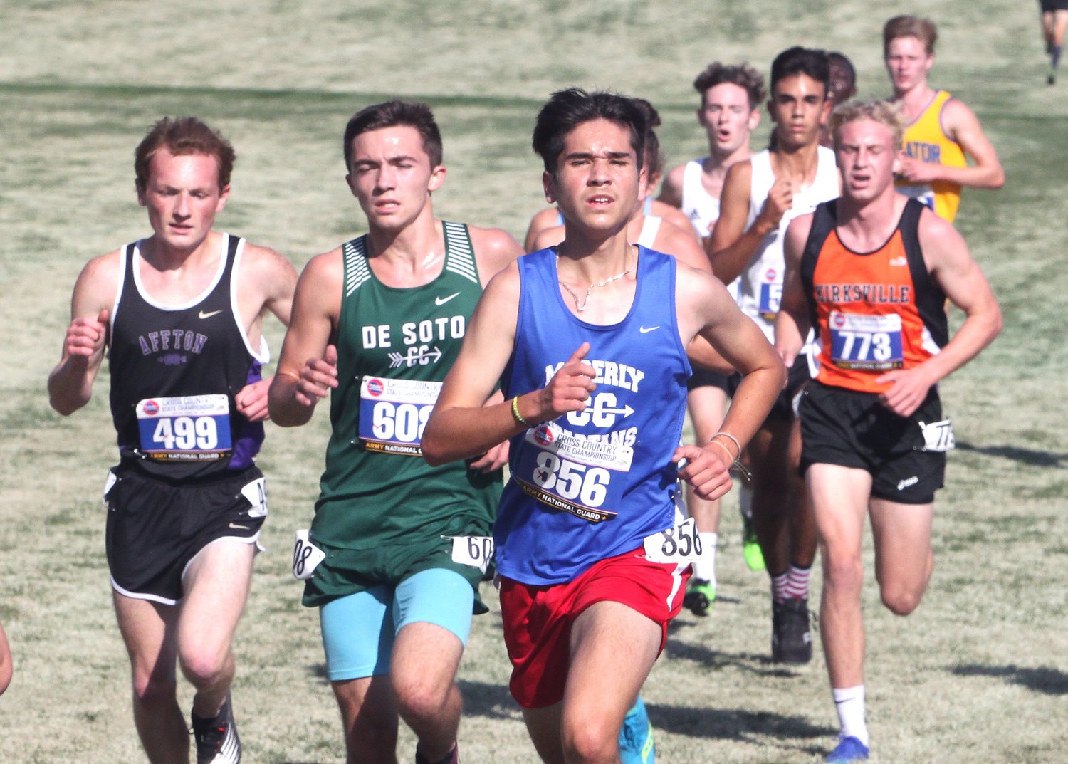 Moberly Spartan senior cross country runner Antonio Rivera (#856)  made his first appearance at the state championships Friday morning to finish 4th among 167 qualifiers in the Class 4 meet held in Columbia. Rivera's time was 17:09.4.