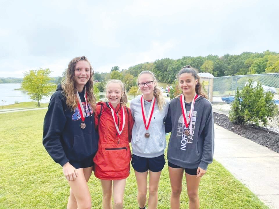 Higbee had four medalists at Saturday’s Calvary Lutheran Invitational. Pictured, from left, are Natalie Bush, Raegan Derboven, Hailey Derboven and Ronnie Welch.