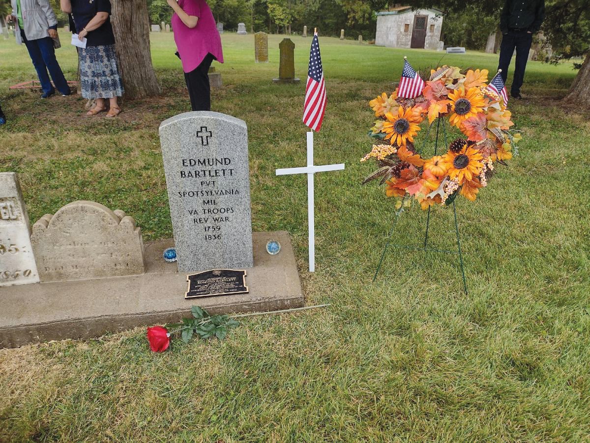 A grave marking ceremony was held last week at the Huntsville Cemetery for a Revolutionary War veteran who died and was buried in Randolph County.  Edmund Bartlett was in the Revolutionary War and moved west to Missouri and died in 1836.  The local Daughters of the American Revolution chapter hosted the event with the Sons of the American Revolution chapter who provided the color guard.