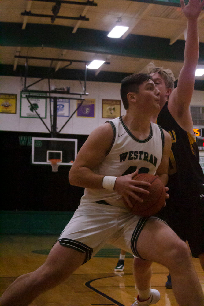 Westran forward Langden Kitchen drives to the basket as the Hornets stung Glasgow 56-39 Thursday night. Kitchen scored a game-high 26 points.
