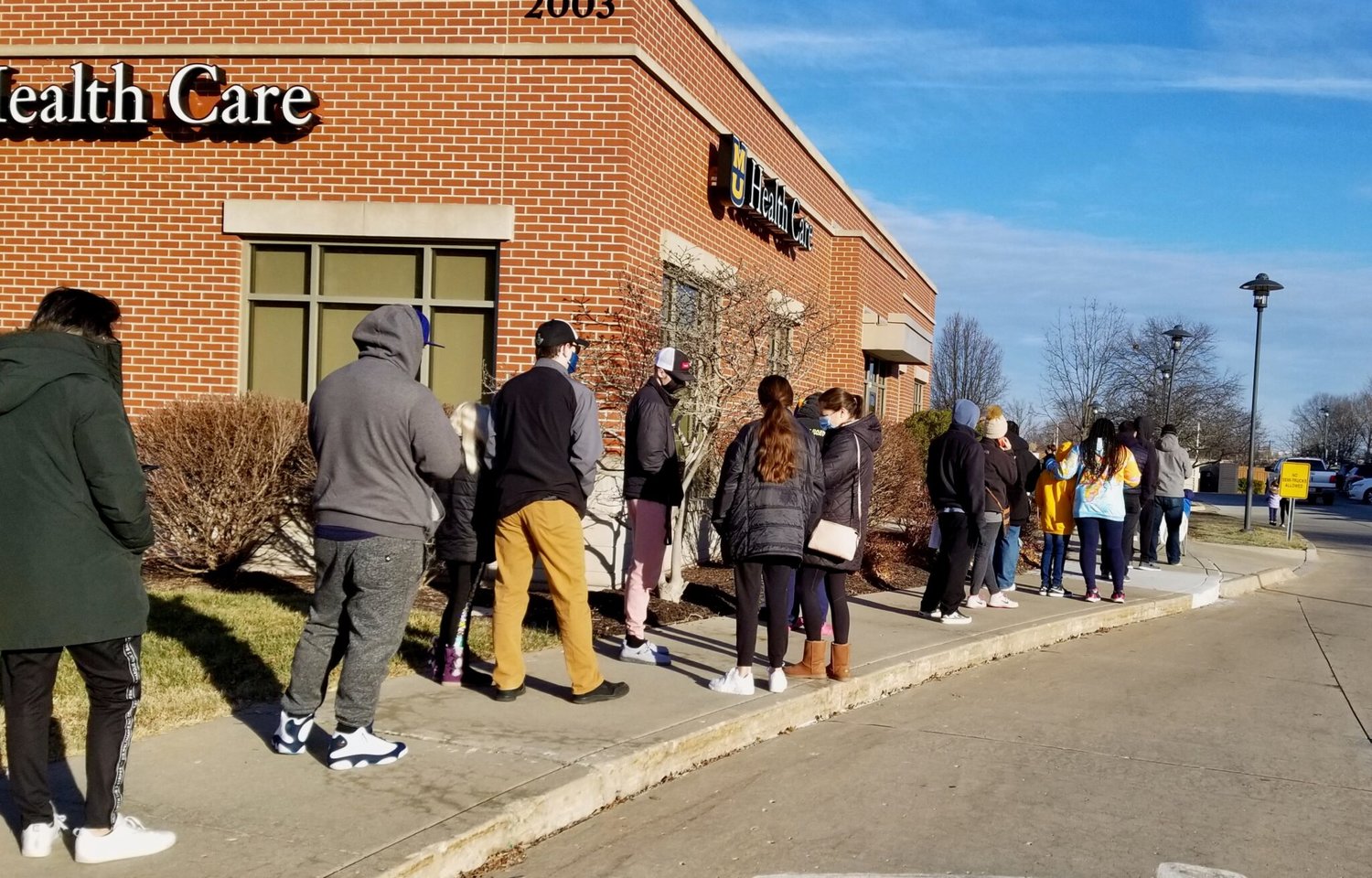 More than 70 people waited in chilly temperatures Wednesday in Columbia for a COVID-19 test. MU Health Care has one site where people can go for a test without an appointment.
