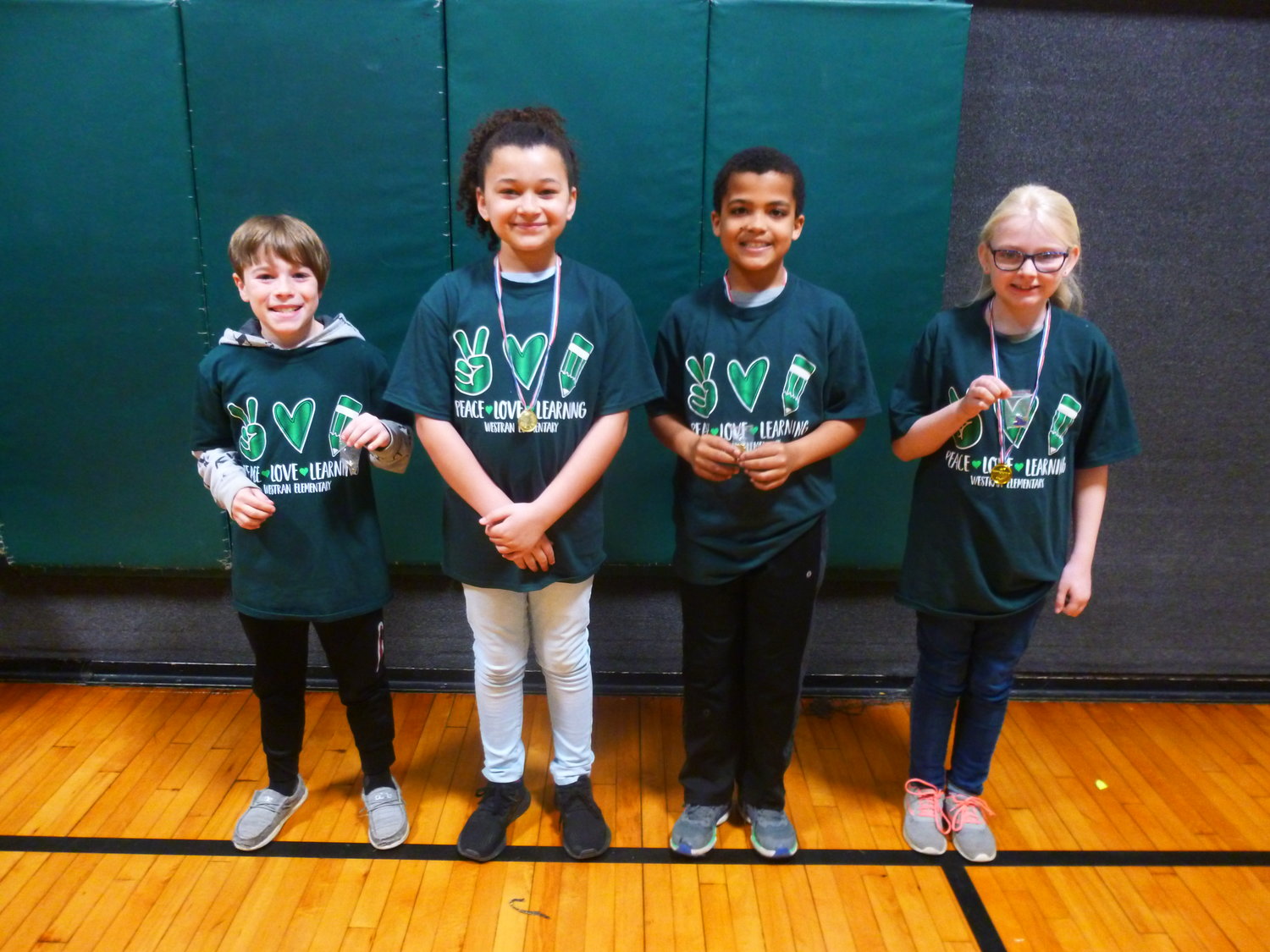 Pictured are Westran fourth graders who made the A honor roll for the third quarter. From left are Lennon Winterbower, Preah Matthews, Mason Veal and Abigail McAdams.