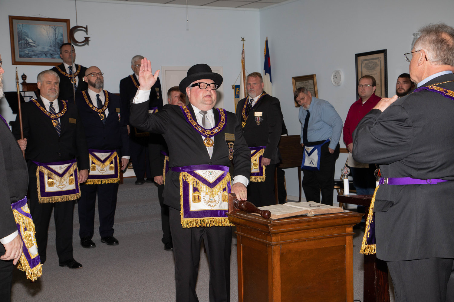 Grand Master Ty G. Treutelaar conducts a retirement ceremony for Milton Lodge 151 in Cairo. The Milton Lodge became part of the Cairo Lodge, bringing more than 160 years of history with it.