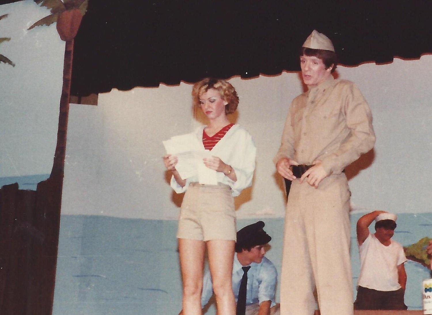 Winona (Lawson) Whitaker as Nellie Forbush and Andrew Moritz as Lt. Joseph Cable in Centerville High School's production of "South Pacific" in 1981,