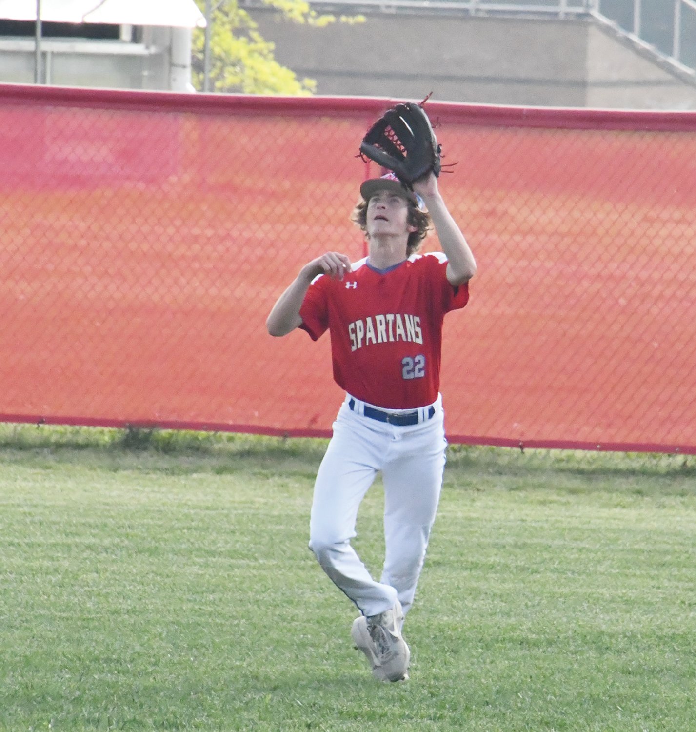 Moberly’s Cade Bohm prepares to make a catch during Tuesday’s North Central Missouri Conference game versus Marshall.