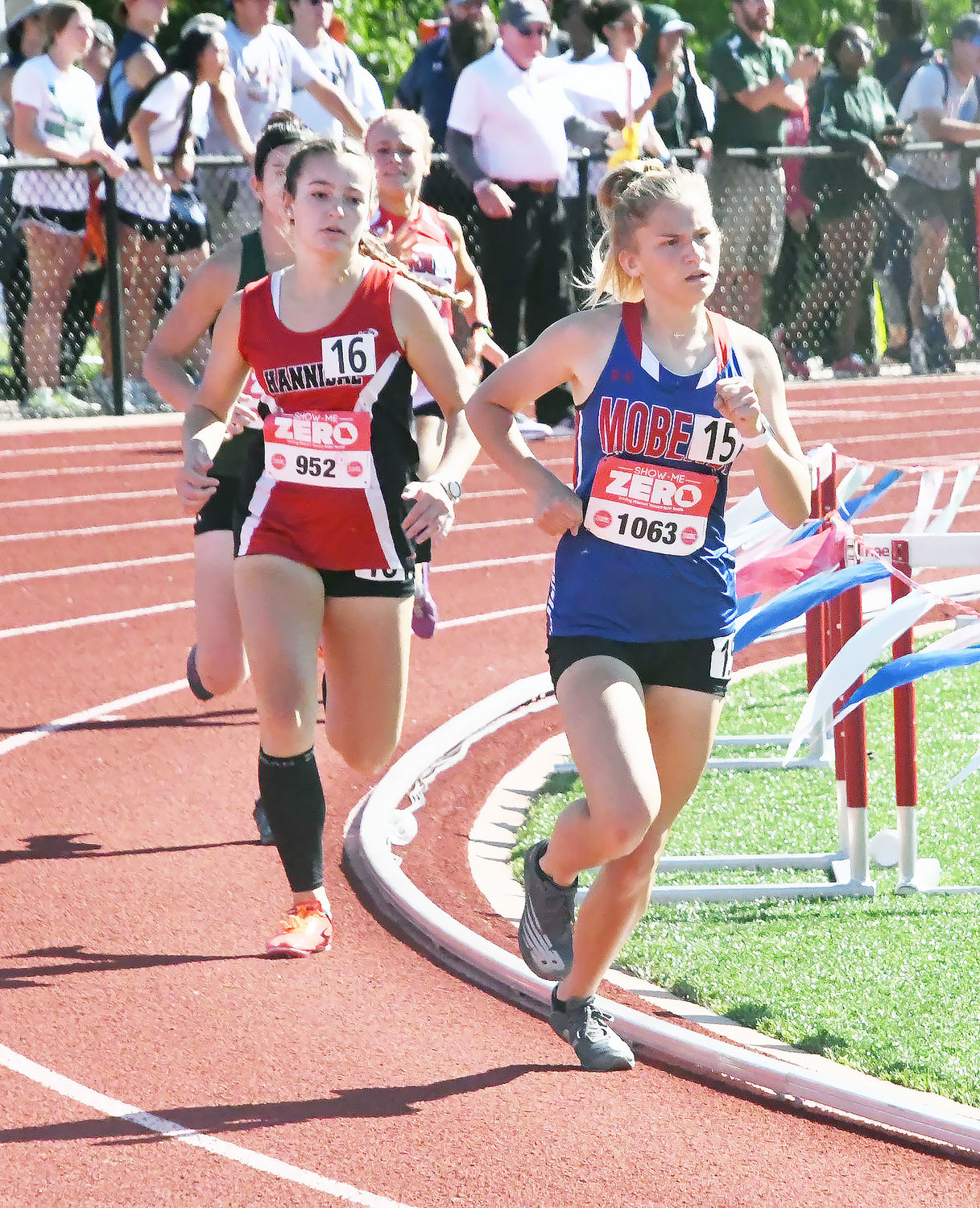 Anna Rivera completes the fourth turn during the open 800-meter run on Friday afternoon. Rivera recorded a time of 2:31.90, good enough for 13th.