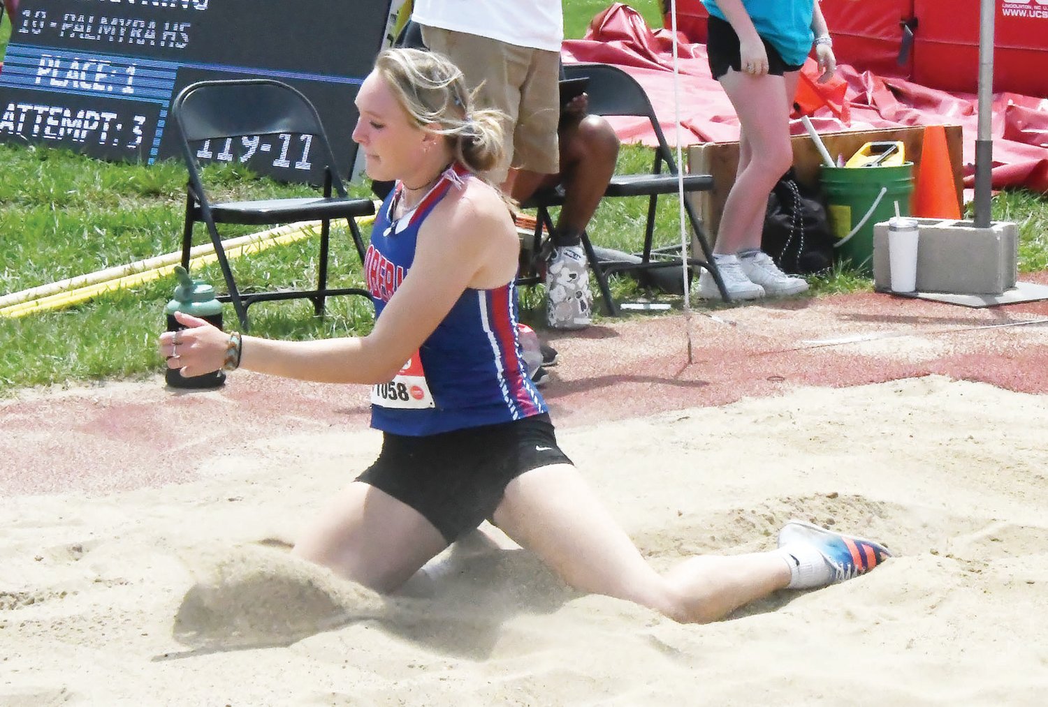 Asa Fanning competes in the triple jump on Saturday afternoon at the Class 4 state meet in Jefferson City.