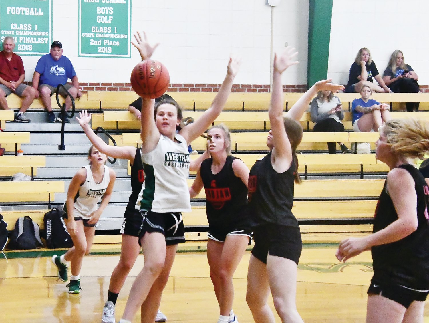 Kate Hollman from Westran was stripped of the ball while driving through the lane during a scrimmage versus Community R-VI.