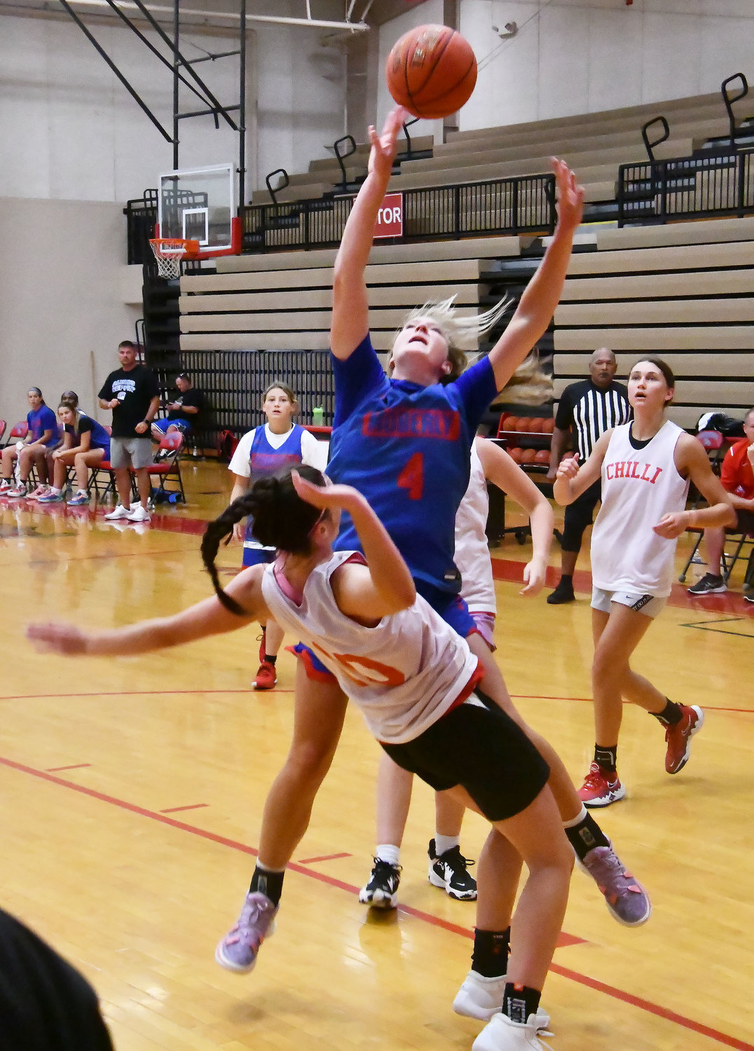 Asa Fanning draws a blocking foul from Chillicothe during Tuesday's Harrisburg League.