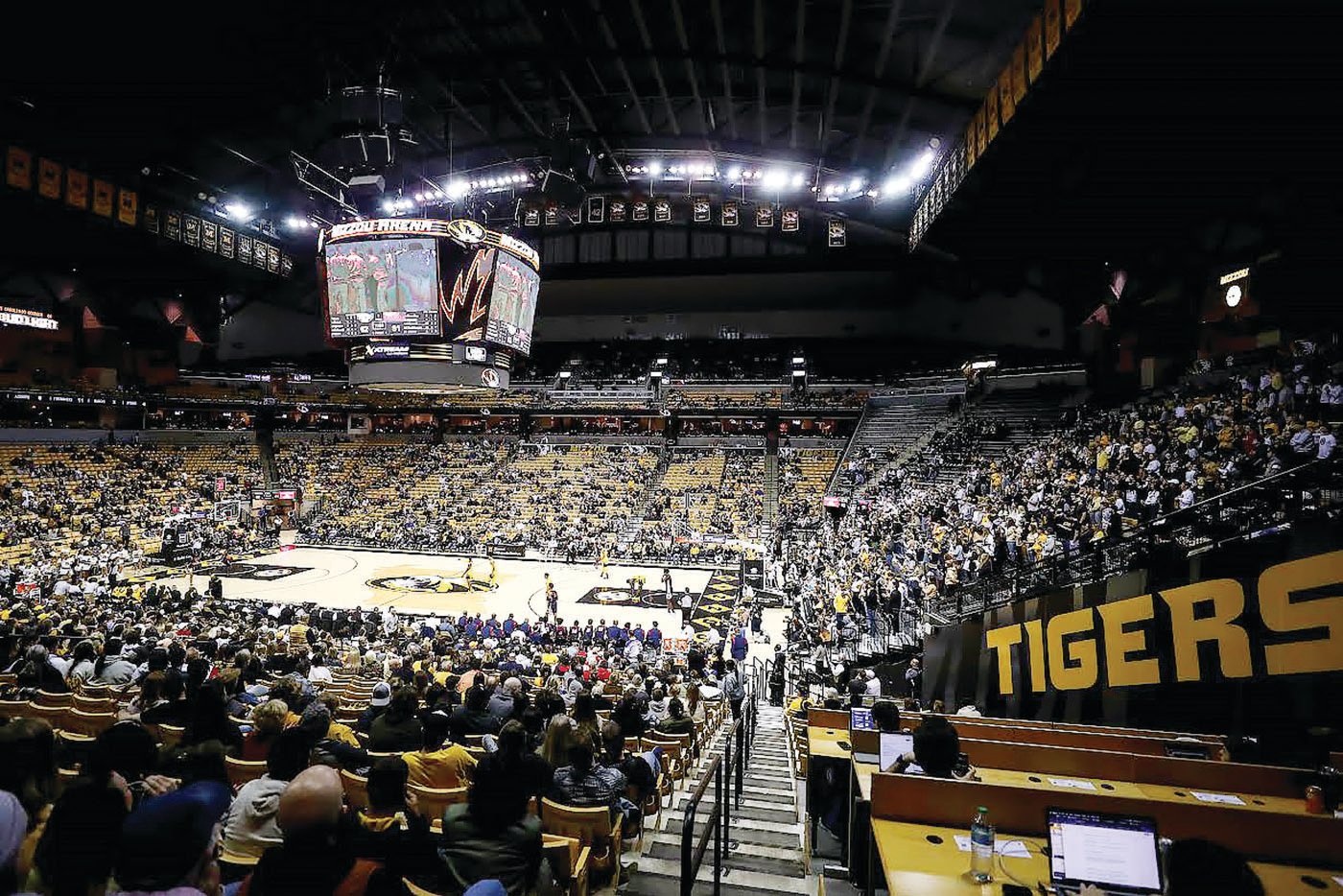Mizzou Arena is shown here during a Southeastern Conference game between Missouri and Ole Miss from the 2021-22 season.