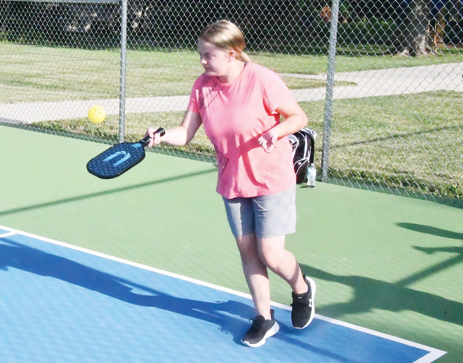 Fourteen-year-old Lucy Hargis, soon-to-be a Moberly High School ninth-grader, has recently picked up the game of pickleball. It’s a way for her to bond with her father, Charlie Hargis.