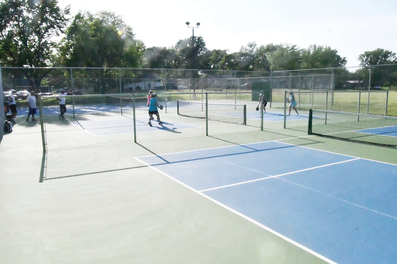 The city of Moberly in 2019, after passage of a dedicated sales tax, installed two pickleball-only courts in Fox Park.