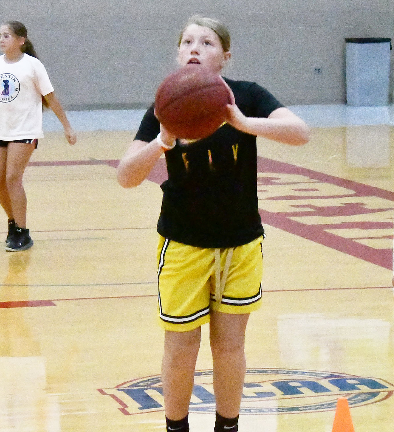 Georgia Gipson shoots during a drill at the Moberly Area Community College's Camp Haden on Thursday, June 30.