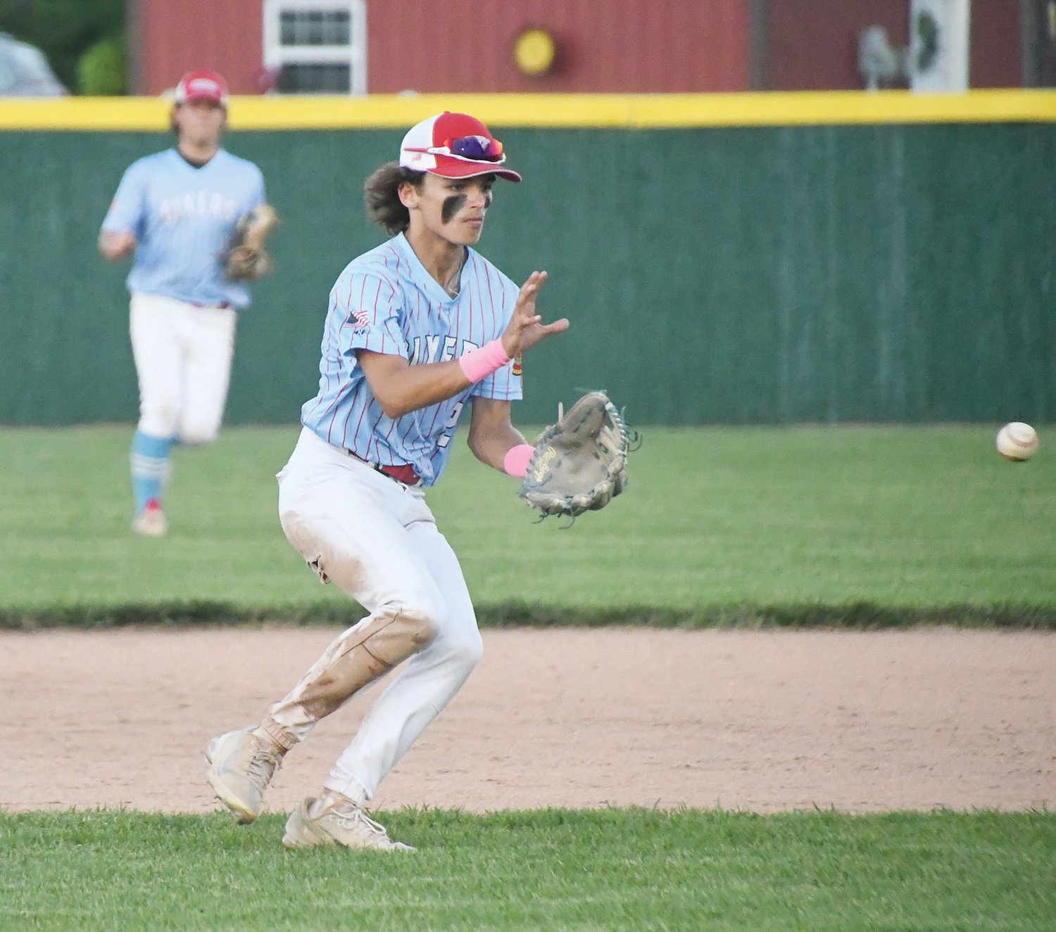 Second baseman Braedon Hunt prepares to field the ball during Game Two of last Thursday's district championship.