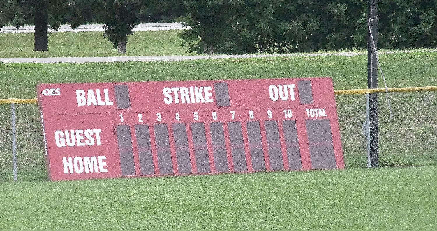 This scoreboard will be installed on Howard Hils Athletic Complex Field Red No. 1, which features score-by-inning tabulation.