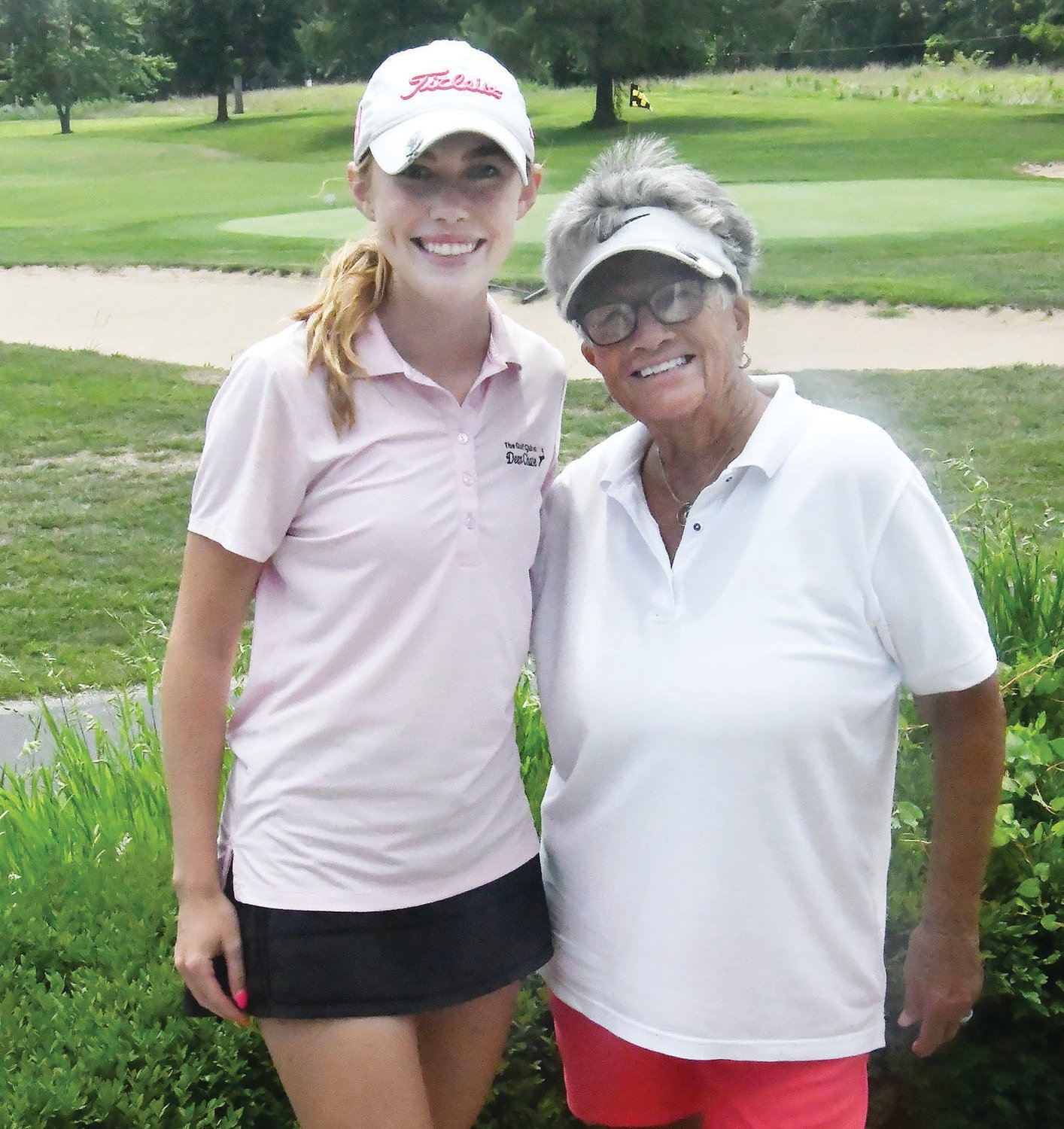 Sydney Willingham (left) and Chris Sells earned the Ladies Scramble championship on Saturday. The pair combined for an 18-hole round of 67, three strokes better than the rest of the field. The event featured three flights and plenty of door prizes in addition to cash payouts.