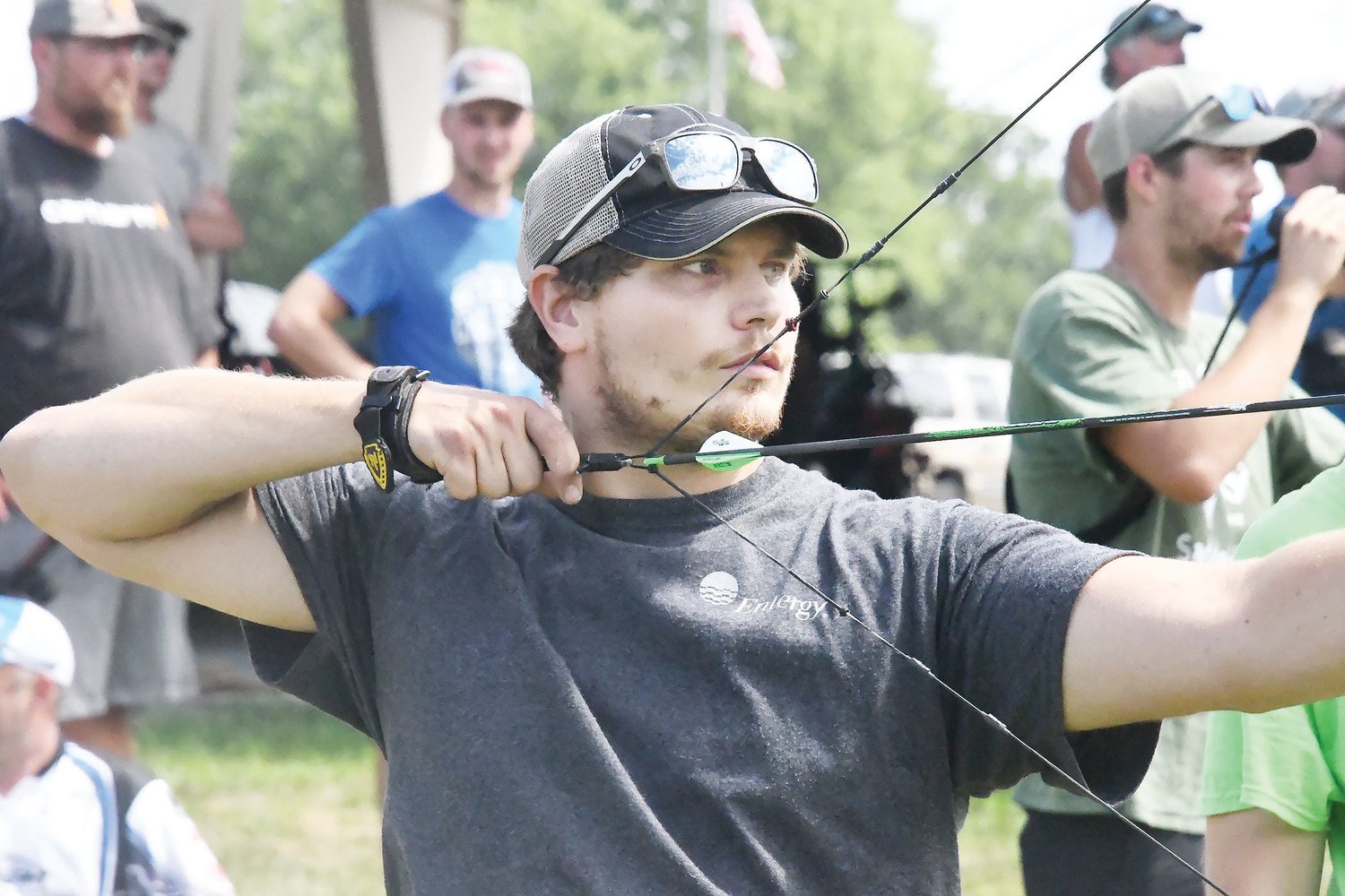 Fulton archer Seth Jennings aims for a foam ring during the Badlands Iron Buck competition on Sunday afternoon as part of the R100 Shoot National Archery Tour.