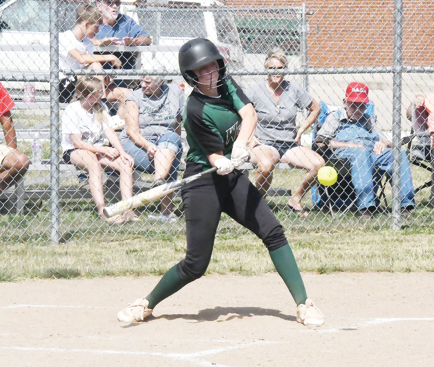 Westran’s Kharigan Fuemmeler makes great contact with the ball during the Hornets’ green-and-white scrimmage on Saturday morning at Kelly Odneal Field. Fuemmeler smacked a home run to left field on this play, the only dinger of the scrimmage for either team.