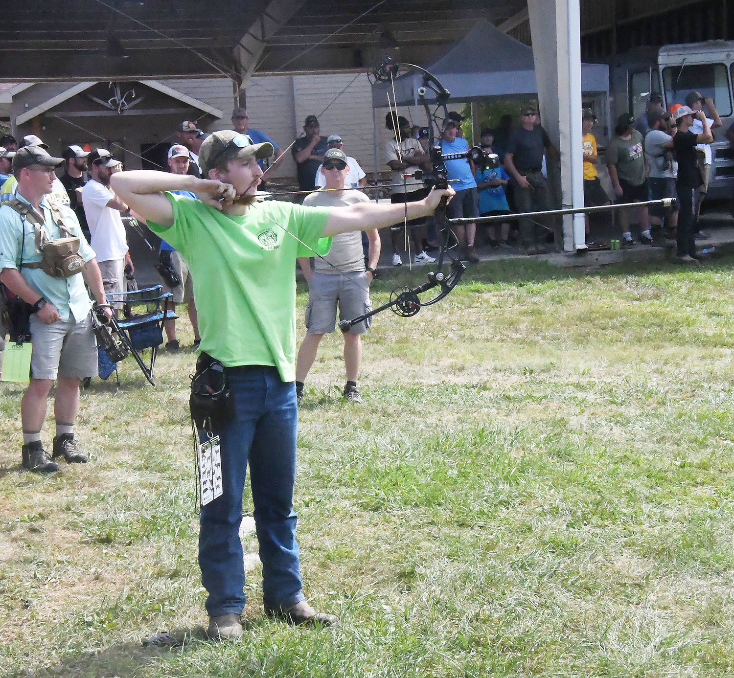 Hunter Stephens of Clark prepares to shoot during the Badlands Iron Buck event. Stephens had a successful weekend of shooting, and was one of the final four contestants left in this event.