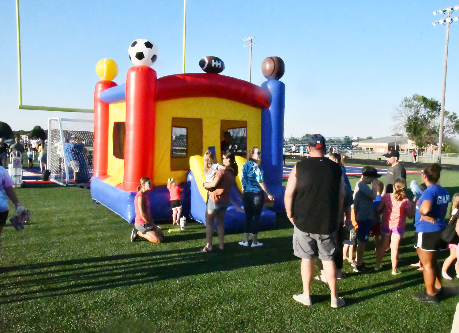 Lines were long for the bounce house, which was a headline attraction at "Meet The Spartans." Family Life Fellowship provided the bounce house.