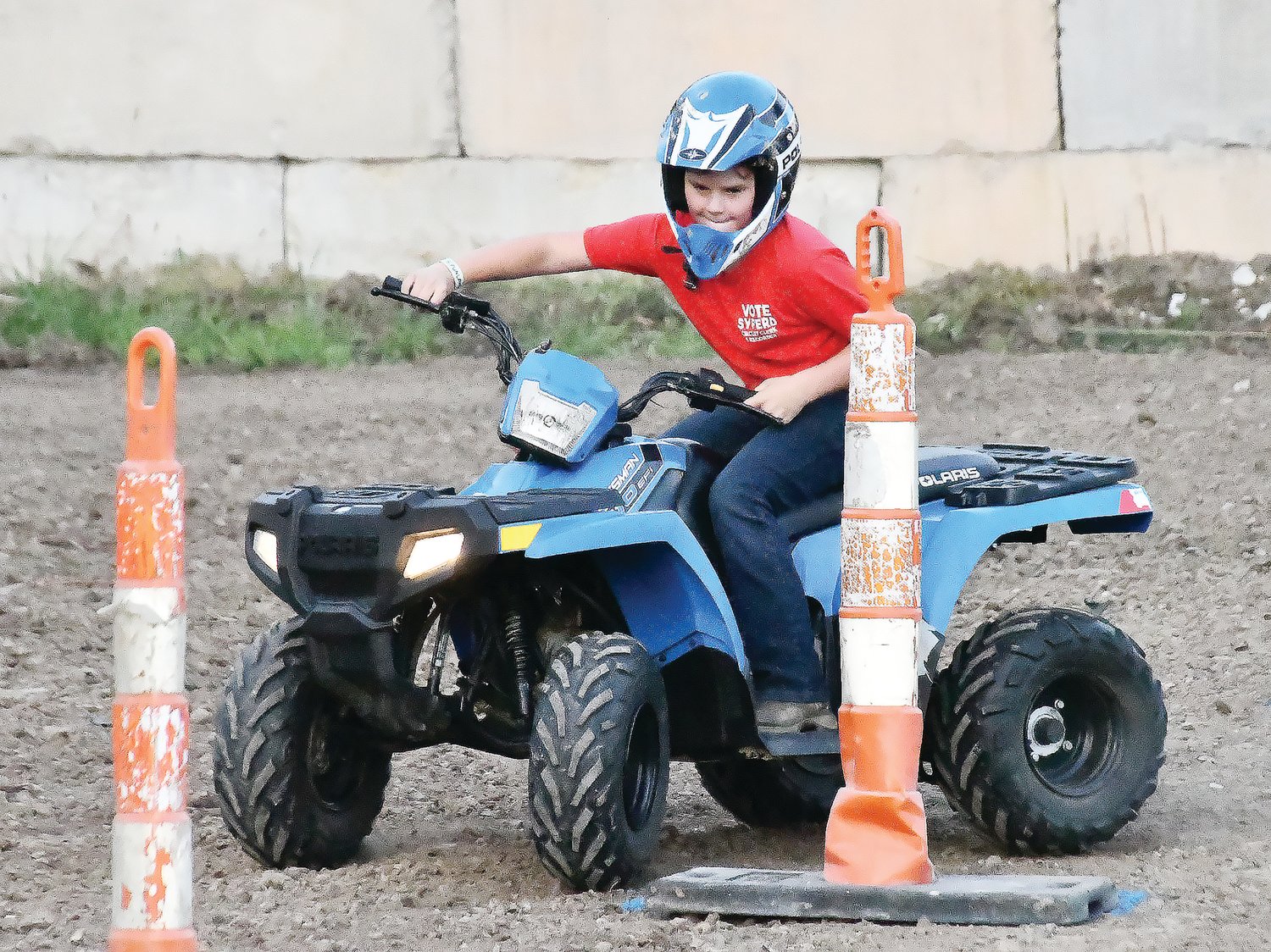 Hargis Syferd completes a pattern during the ATV Rodeo on Thursday, Aug. 18, during the Higbee Fair.