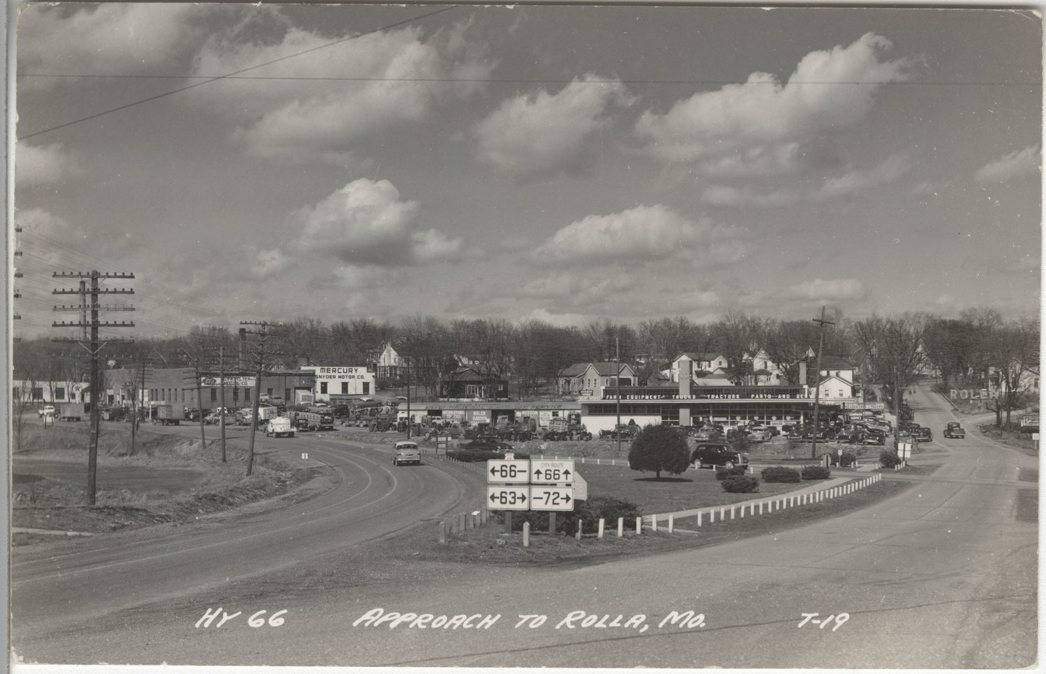 Intersection of U.S. Highway 66 and Route 19, Rolla, circa 1950s, State Historical Society of Missouri.