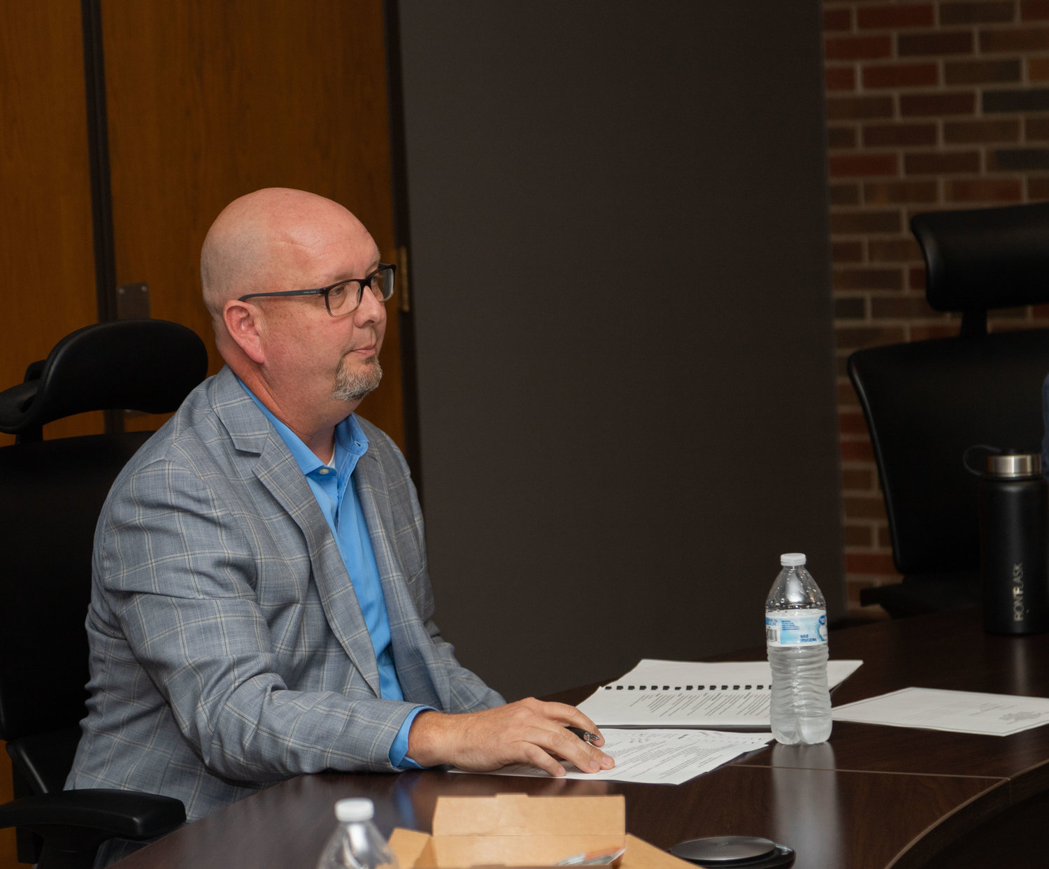Matt Crist, dean of academic affairs, gives Moberly Area Community College trustees a program review of the Associate of Science in engineering curriculum Monday.