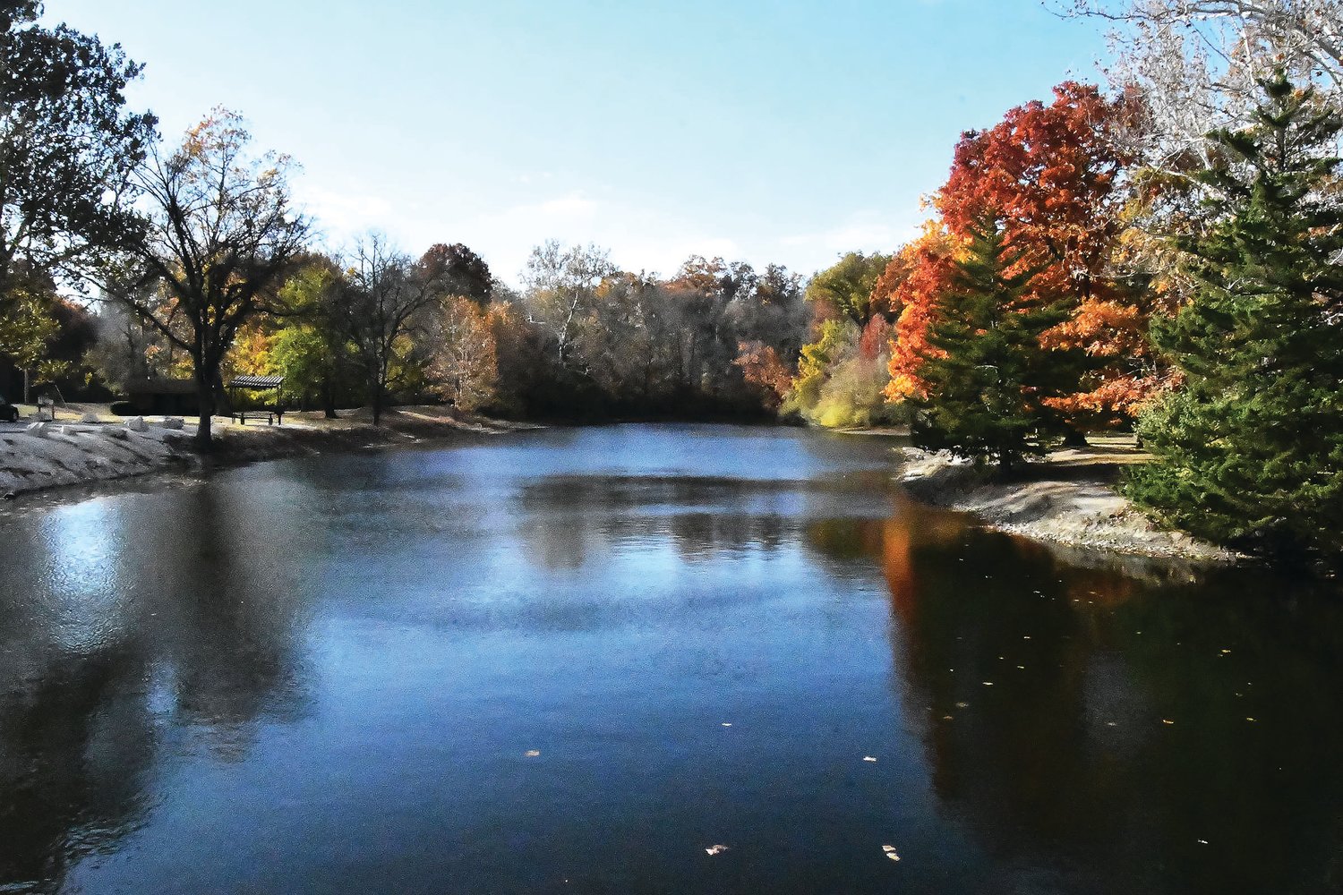The lake inside Lions Beuth Park covers more than two acres, which is more than 8,800 square feet. Next Monday, Oct. 31, the Missouri Department of Conservation will be conducting a trout stocking, adding about 1,000 fish to Beuth Lake Park.