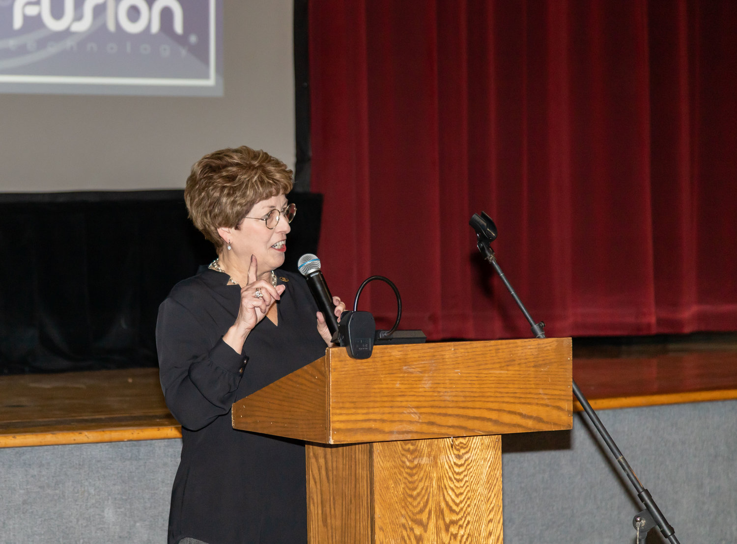 Missouri State Senator Cindy O'Laughlin speaks during Wednesday's State of the Community luncheon hosted by the Moberly Area Chamber of Commerce.