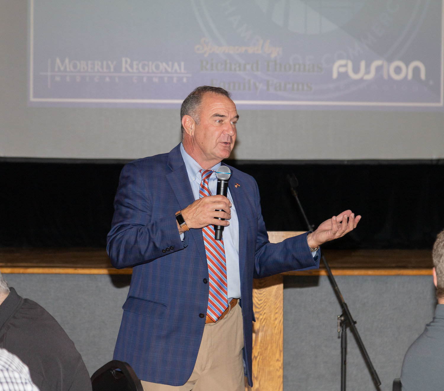 Missouri Lt. Gov. Mike Kehoe speaks during the Moberly Area Chamber of Commerce luncheon Wednesday.