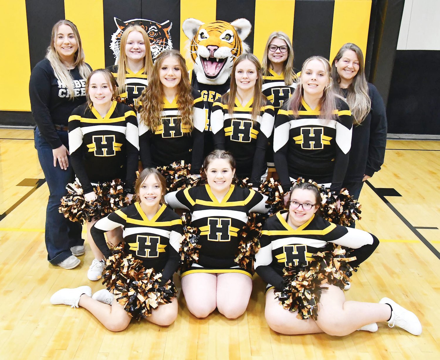The Higbee High School cheerleaders perform at all boys and girls basketball games. Here's the roster, in no particular order, Addison White, Ellissia Schaedel, Maddie Seidel, AnnaBelle Perkins, Joey Westfall, Madisyn Smith, Codi Umstattd, Madi White, Taylor Luntsford and Cadence Jones.