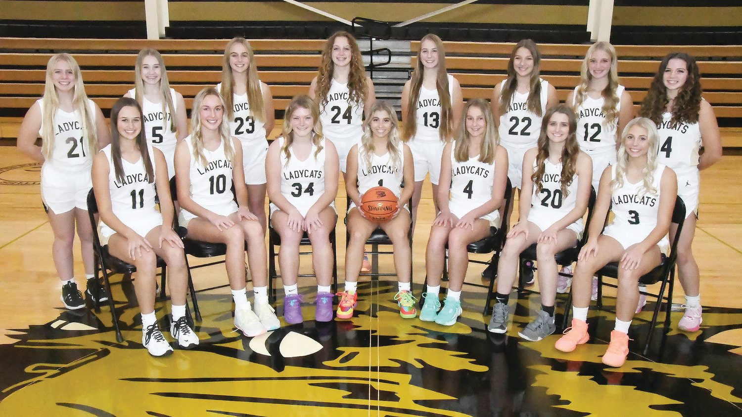 The Cairo High School girls' basketball team gathered for a team photo on Wednesday, Nov. 16. Here's the squad, front row (from left), Paige Westhues, Macie Harman, Avery Martin, Gracie Brumley, Kennedy Kearns, Jersey Bailey and Avery Brumley. Back row, Kylee Dodge, Reese Ferguson, Kailey Kearns, Megan Griffith, Melia Gittemeier, Mallori Hankins, Addison Bailey and Olivia Cross.