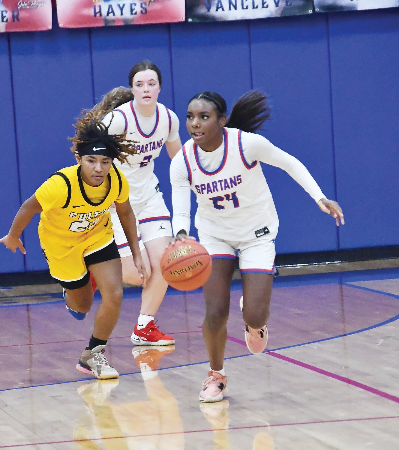 Anyja Hayes of Moberly bolts out on the fastbreak during a Tuesday, Jan. 17 game versus Fulton.