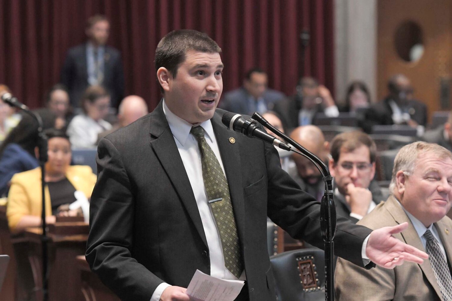 State Rep. Tony Lovasco, R-O’Fallon, speaks during floor debate in May 2022 in the Missouri House.