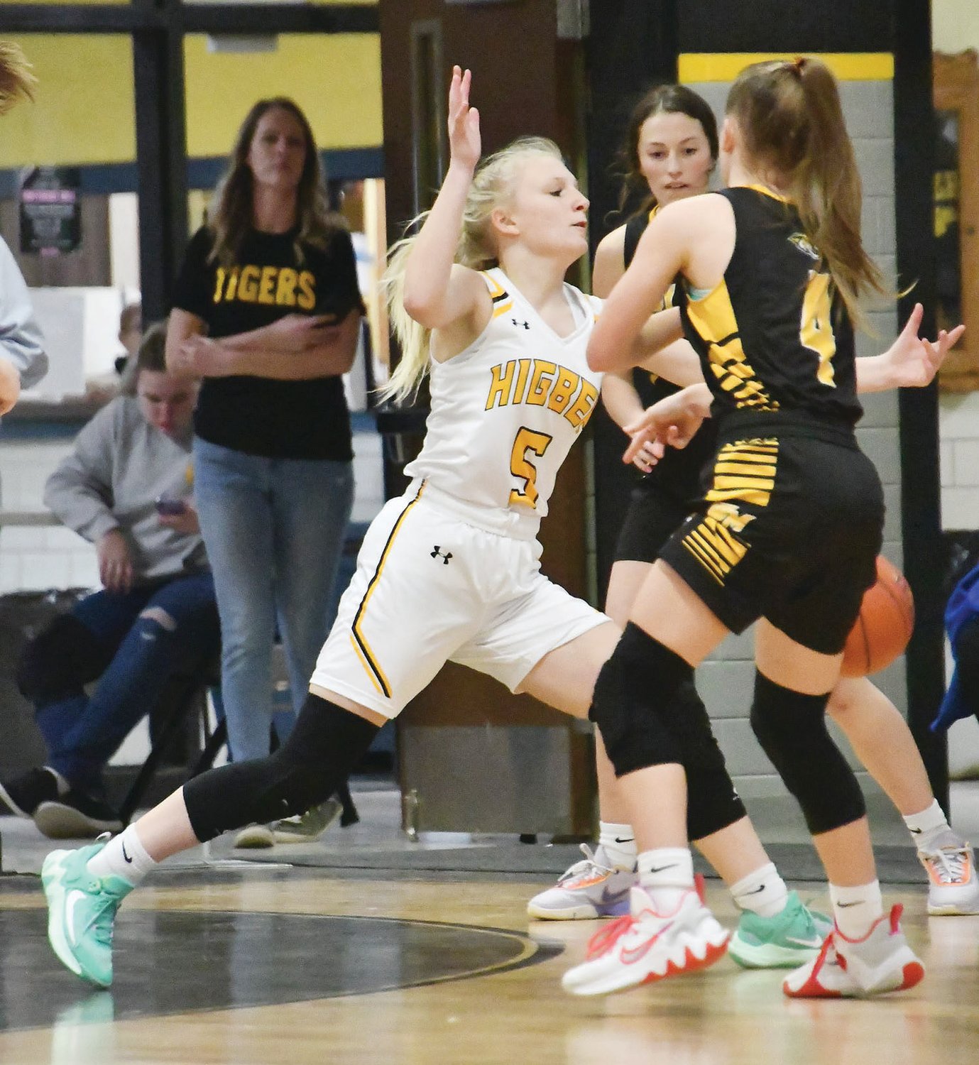 Higbee's Marilynn Ritter plays defense during the second half of the Keytesville Tournament girls championship.