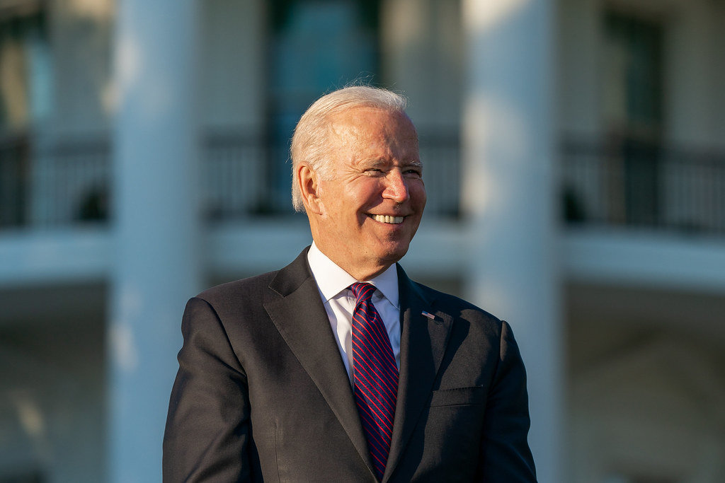 President Joe Biden delivers remarks Nov. 15, 2021, on the south lawn of the White House.