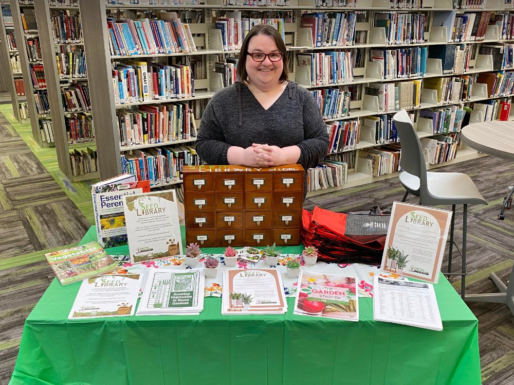 Little Dixie Regional Library Director Rachael Grime shows the seeds and gardening information offered free to the public in the Little Dixie seed libraries. Every branch of the library offers seeds beginning March 1.