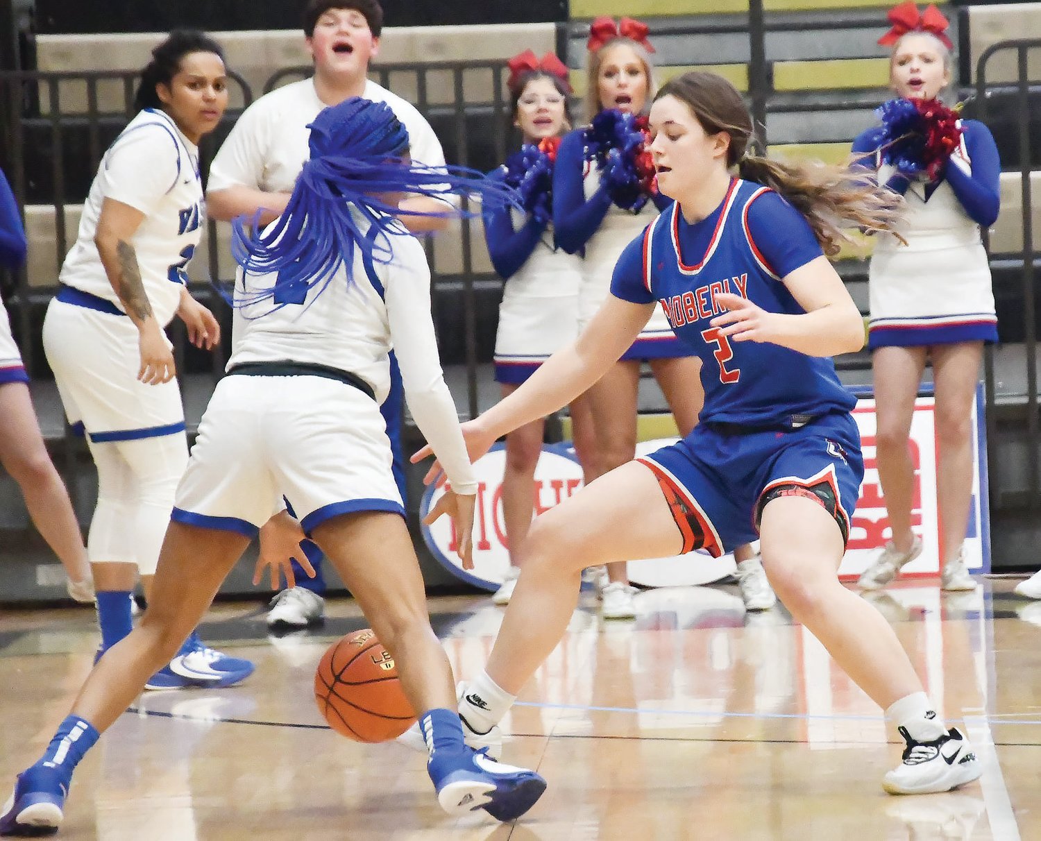 Moberly's Grace Billington plays defense during the Class 4 quarterfinal game at St. Charles Saturday, March 11.
