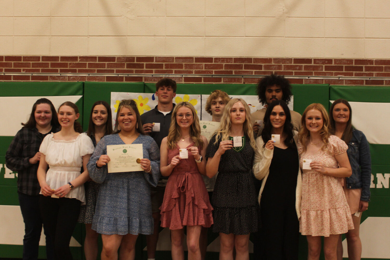 Westran juniors receiving academic awards are from left, front row, Jessica Owens, Delaney Cruse, Kendra Downing, Vallie Schermerhorn, Alesse Fray, and Lauren Harlan. Back row, Mikayla Hickam, Mallory Brown, Brady Hollmann, Treyton Baxley, Tarayle Wallace, and Aliza Prewitt.