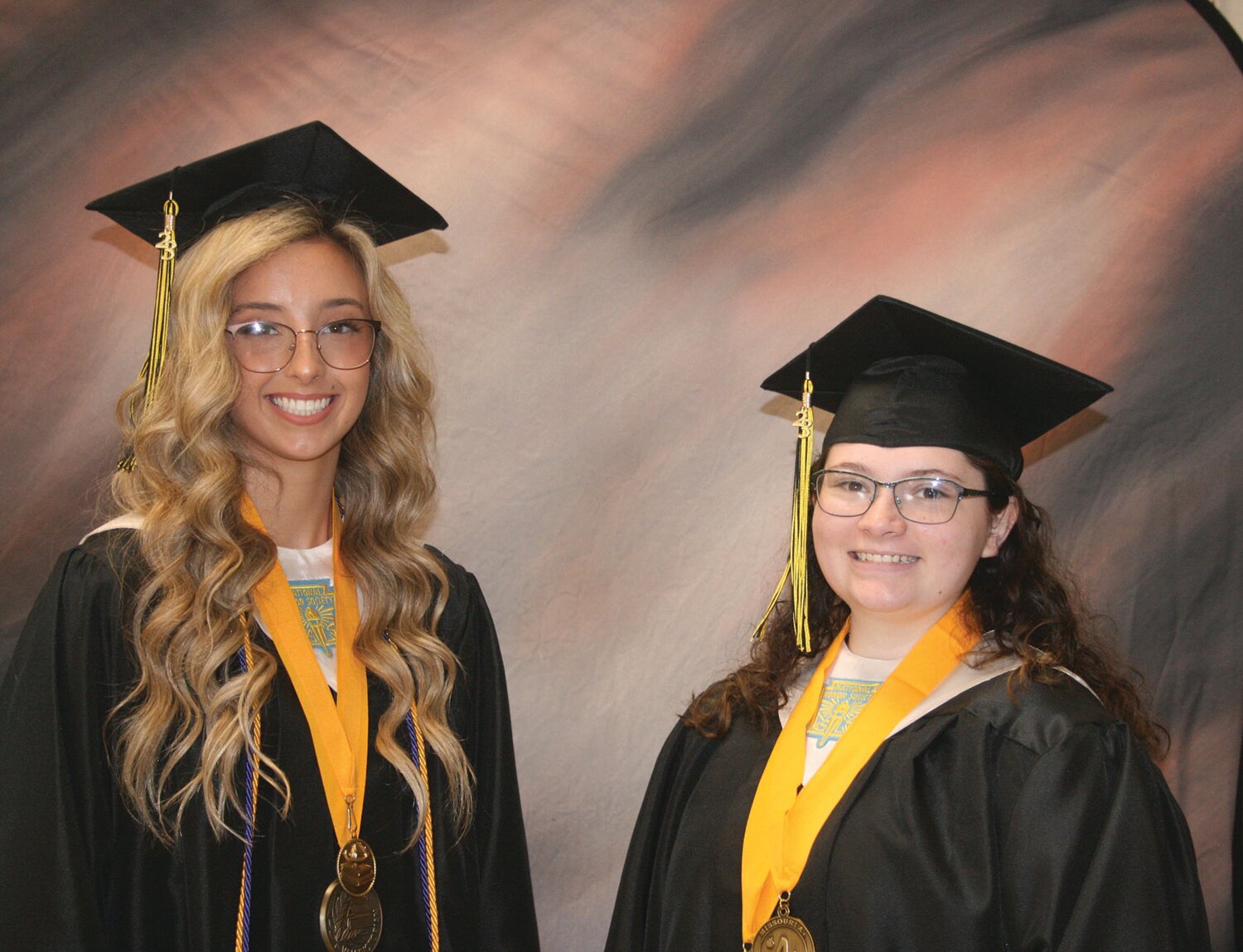 The Northeast R-IV top graduates are at left, Morgan McDonald, valedictorian, and Keira Burbank, salutatorian. Morgan is the daughter of Luke and Shirley McDonald and Jillian and Tommy Bragg. Keira is the daughter of Malena Burbank and Brian Burbank.