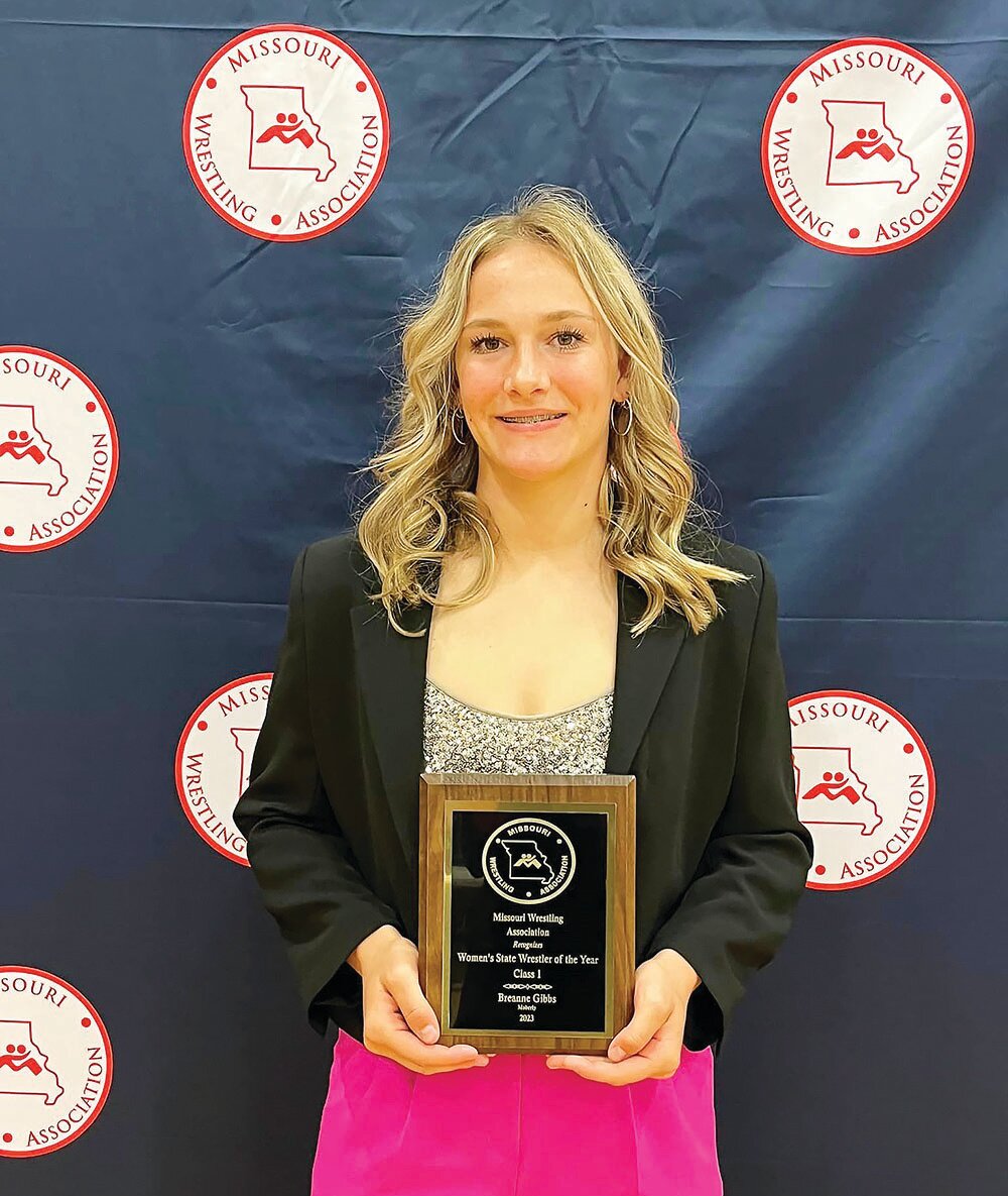 Moberly High School freshman wrestler Breanne Gibbs was named the Missouri Wrestling Association Class 1 female wrestler of the year. 