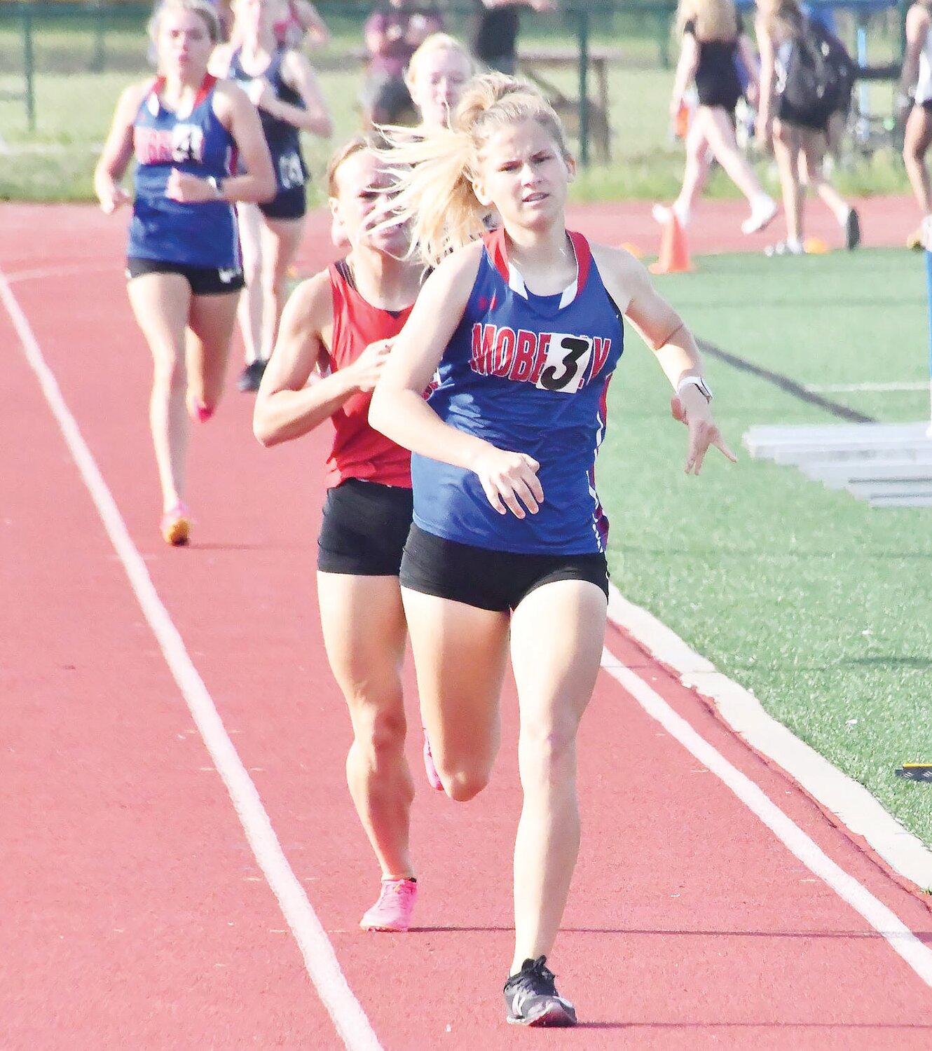 Moberly long distance runner Anna Rivera competes in the 800-meter run at the Class 4 sectional meet on May 13 in Wentzville.