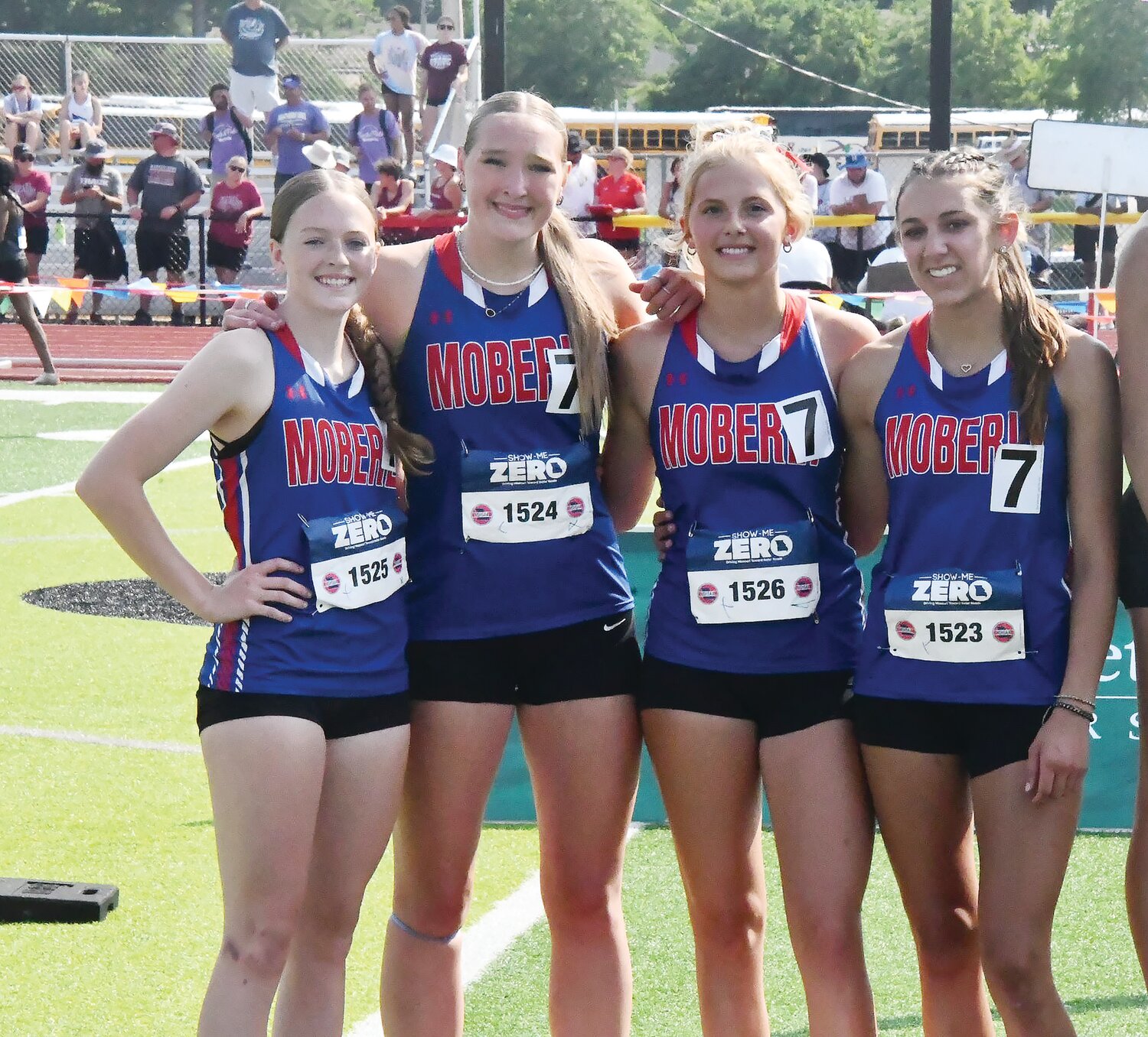 The Moberly 4x400-meter relay composed of Zoey Hannam, Asa Fanning, Bryleigh Knox and Olivia Dunwoody finished seventh in the state in Class 4.