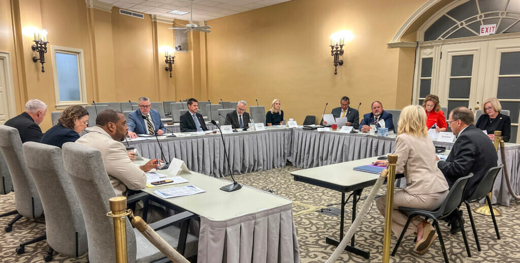 The joint committee on education meets with the Commissioner of Education Margie Vandeven and Deputy Commissioner Kari Monsees (Annelise Hanshaw/Missouri Independent).