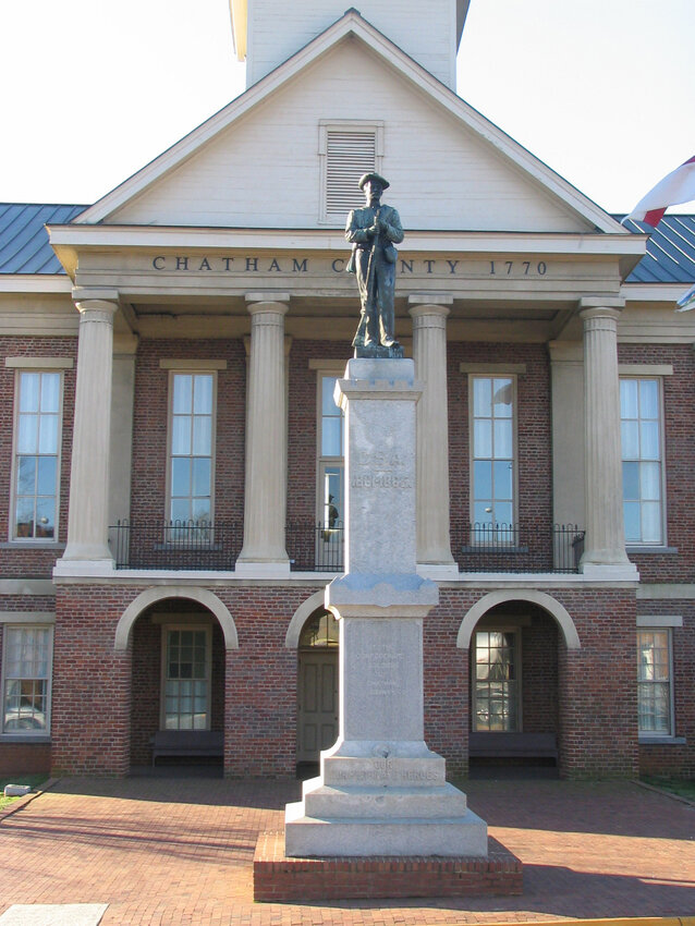 The Confederate monument which was removed from in front of the Chatham County Courthouse in Pittsboro.