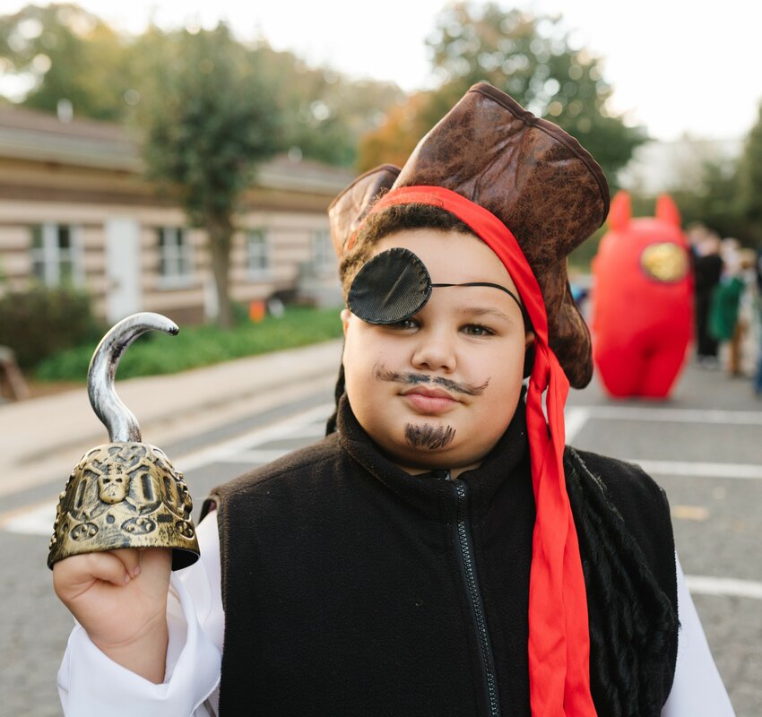 Morganton Day School's Owen Suttlemyre got into the Halloween spirit, dressed as a pirate.