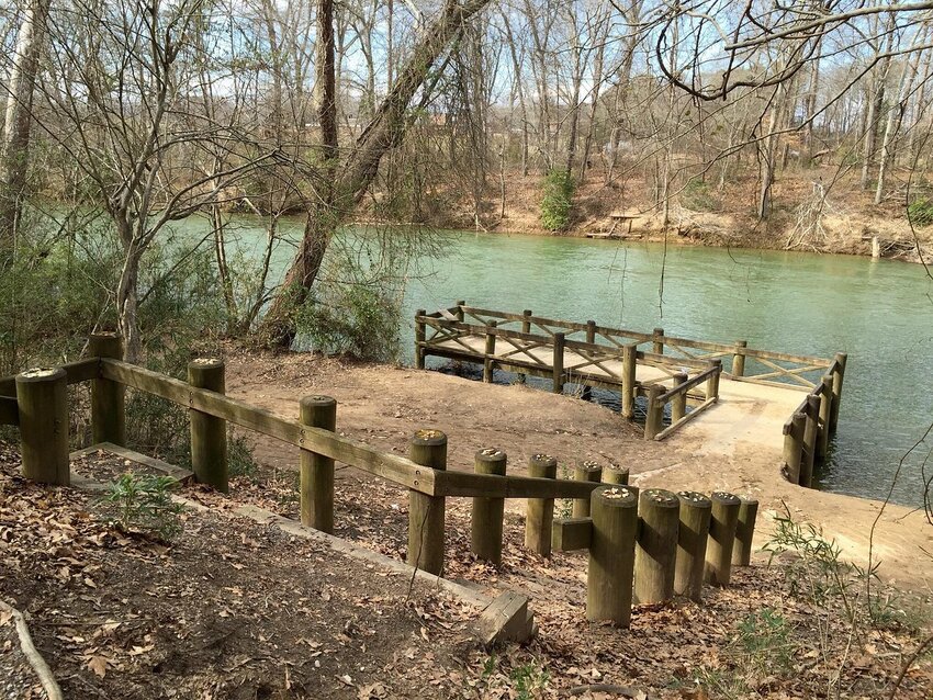 The Catawba River near its intersection with Silver Creek along the Morganton Greenway. State funds to upgrade wastewater facilities will help Morganton maintain the water quality of the Catawba River.
